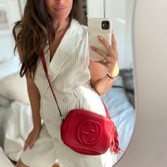 Gucci red small soho disco crossbody bag